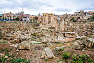 Roman city ruins of the ancient Baalbek in Lebanon