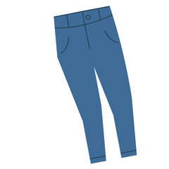 Blue jeans flat illustration on white