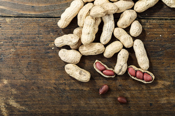 raw peanuts scattered