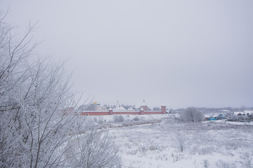 Panorama of Suzdal in the winter afternoon.