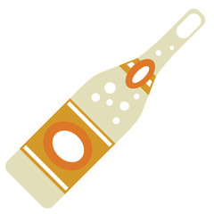Bottle of fizzy vine flat illustration on white