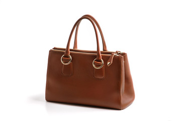 Naklejka premium Luxury brown leather holding female fashion hand bag