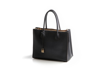 luxury black leather holding female fashion hand bag