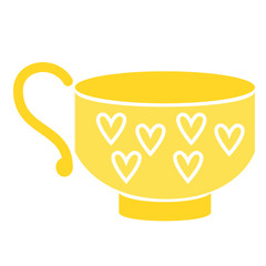 Yellow cup flat illustration on white