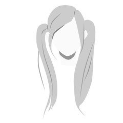 Long ponytails flat illustration on white