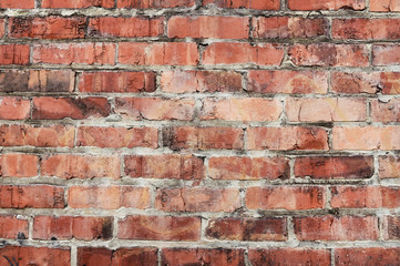 Old red brick wall background