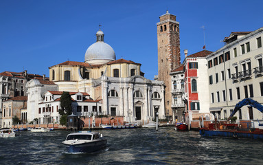 Fototapeta na wymiar San Geremia church on the Grand Canal in Venice, Italy