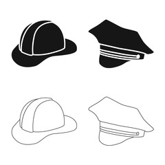 Isolated object of clothing and cap symbol. Set of clothing and beret stock symbol for web.