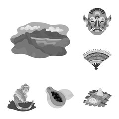 Vector design of asian and geography logo. Collection of asian and tourism stock vector illustration.