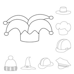 Vector design of headgear and napper symbol. Collection of headgear and helmet stock symbol for web.