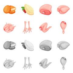 Isolated object of product and poultry sign. Set of product and agriculture    stock vector illustration.