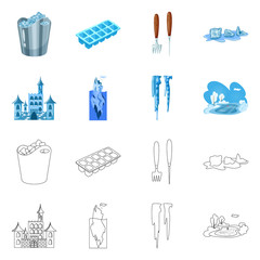 Vector illustration of texture  and frozen  logo. Set of texture  and transparent  stock vector illustration.