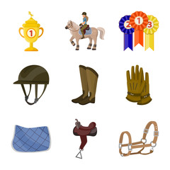 Isolated object of horseback and equestrian symbol. Collection of horseback and horse  stock vector illustration.
