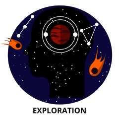 Exploration Abstract Icon Surrealism Concept Illustration Vector
