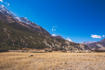 Annapurna circuit trek. Himalayan mountains