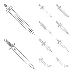 Isolated object of game  and armor  sign. Collection of game  and blade  vector icon for stock.