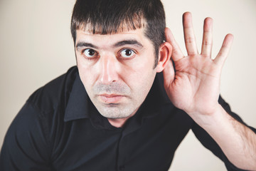 man hand in ear