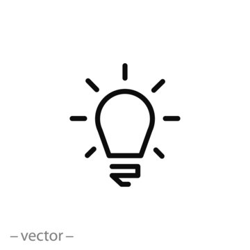 light bulb icon, lamp line sign on white background - editable stroke vector illustration eps10