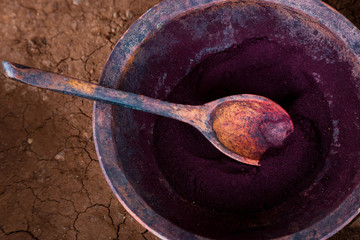 Bowl containing natural dye