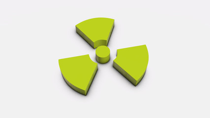 Green nuclear symbol on white background