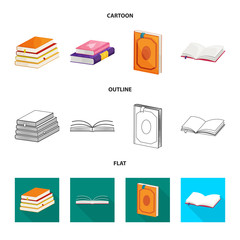 Isolated object of training and cover sign. Collection of training and bookstore  vector icon for stock.