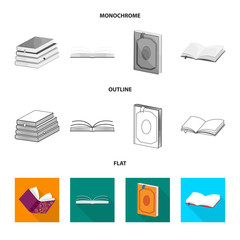 Vector design of training and cover icon. Set of training and bookstore  vector icon for stock.