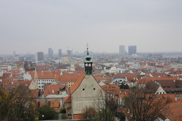 Autumn view from Bratislava castle to the city