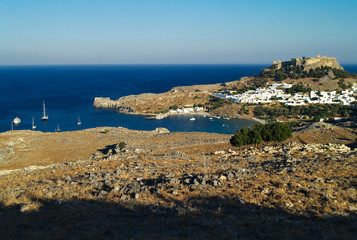 Fototapeta na wymiar View to Lindos, Rhodes island, Greece