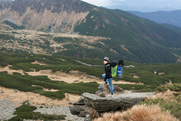 Meditation in the mountains. View from the height.