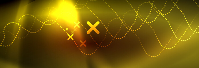 Neon glowing techno lines, hi-tech futuristic abstract background template with square shapes