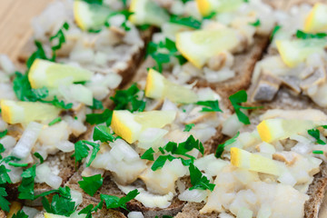 sandwiches with herring tartare