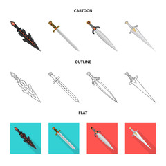 Vector illustration of game  and armor  icon. Collection of game  and blade  stock symbol for web.