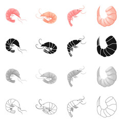 Isolated object of appetizer and ocean icon. Set of appetizer and delicacy vector icon for stock.