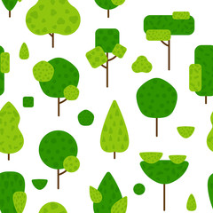 Seamless flat pattern textured trees and bushes