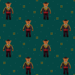 Naklejka premium Bear in a matador costume on a dark turquoise background