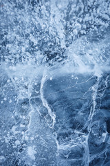 Abstract close-up of ice with air bubbles