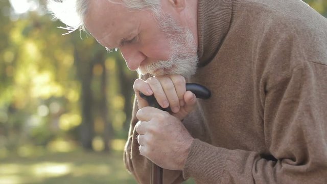 Hopeless sad lonely grandfather. Loneliness of aged people. Frustrated grandpa