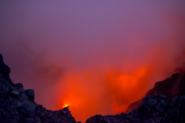 Tourist in the night in erta Ale