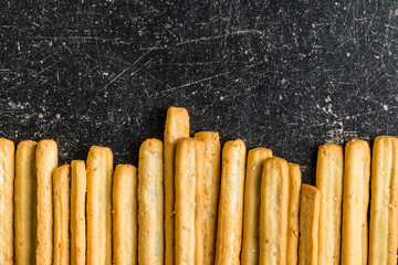 Italian grissini breadsticks. Tasty grissini snack.