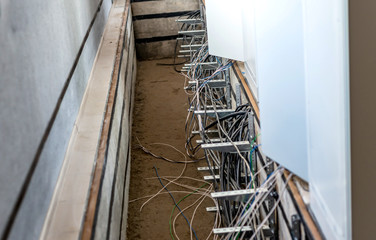 Various wires in the relay hall