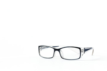 Glasses in a black frame on a white isolated background.copy space