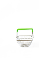 Shopping basket is empty isolated on white background. Conception Festive Sale Discount. Trading Supermarket Retail.Copy space .
