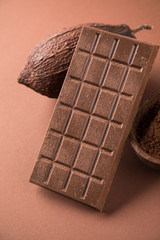 Chocolate , candy sweet, dessert food on natural paper background