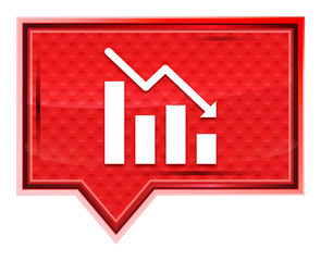 Statistics down icon misty rose pink banner button