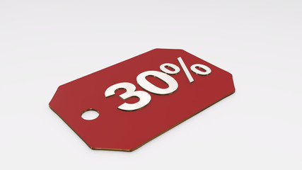 Red sale price tag on white background