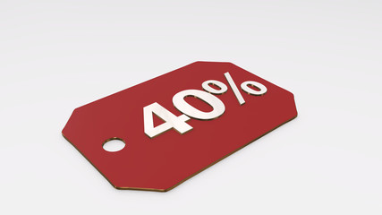 Red sale price tag on white background