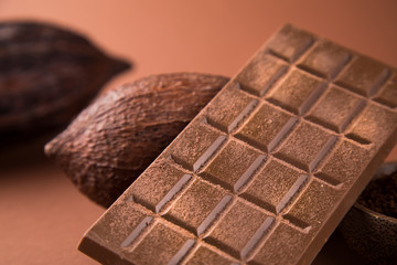 Chocolate , candy sweet, dessert food on natural paper background