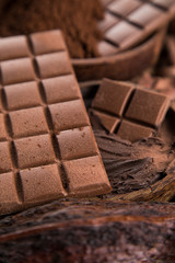Chocolate , candy sweet, dessert food on natural paper background
