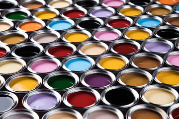 Background from multi color cans of paint