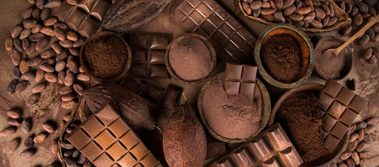 Bars Chocolate Collection , candy sweet, dessert food on natural paper background